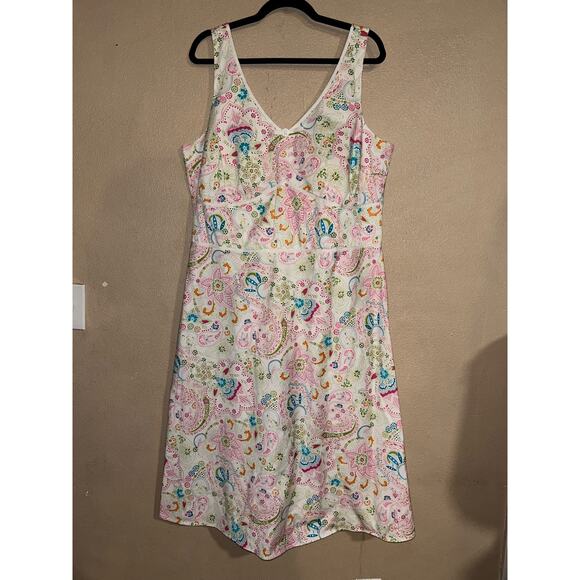 KLS Boho CottageCore Hippie Artsy Soft Girl Pink White Paisley Sleeveless Dress - Picture 1 of 11
